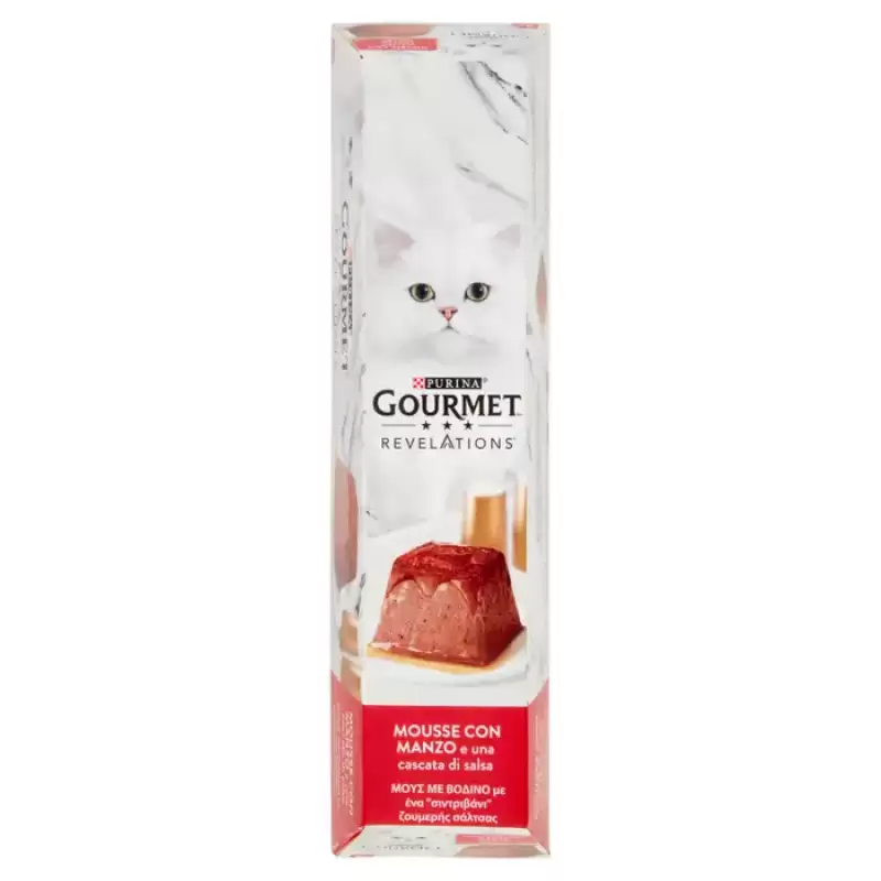 Gourmet Hrana Pisici Revelations Mousse cu Carne de Vita cu Sos in Cascada 4x57 g Bax 6 buc.