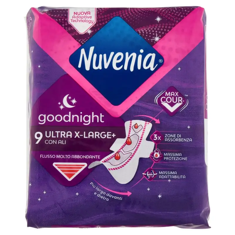 Nuvenia Extra Large Ultra Night Igiene cu Aripi 9buc Bax 12 buc.