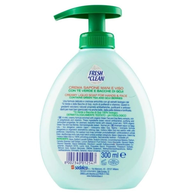 Fresh & Clean Sapun Lichid Hipoalergena piele sensibila fata si maini 300 ml, Bax 12 buc.