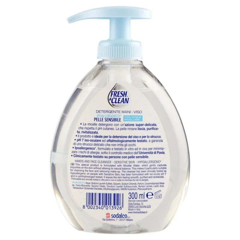 Fresh & Clean Sapon Lichid Lapte Hidratant pentru maini si fata Demachiant 300 ml, Bax 12 buc.