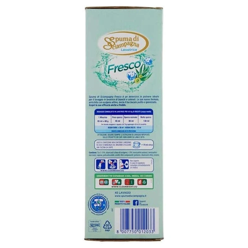 Spuma di Sciampagna Detergent Automat Praf Alba si Colorata - 2,7 kg  45 de spalari, Bax 1 buc.