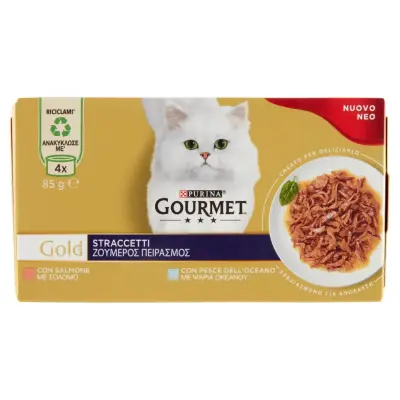 Gourmet Purina Gold Strips Somon / Ocean Fish 4 x 85 g Bax 12 buc.