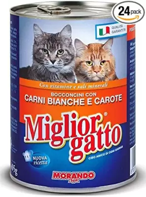 Miglior Gatto Hrana Pisici Bocconcini Carne Alba-Morcovi 405 g Bax 24 buc.