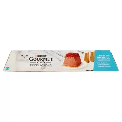Gourmet Hrana Pisici Revelations Mousse cu Ton cu Sos in Cascada 4x57 g Bax 6 buc.