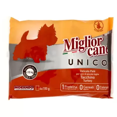Miglior Cane Unico Patè de Curcan Delicat pentru Caini Adulti <10 kg 4 x 100 g Bax 12 buc.