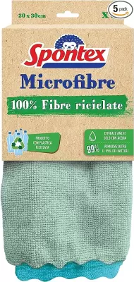 Spontex Lavete Microfibre Eco X5 din fibre 100% Reciclate Bax 12 buc.