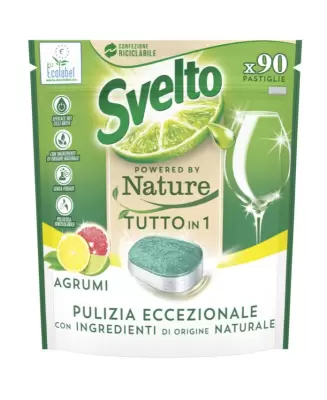 Svelto Detergent pentru Masina de Vase Powered by Nature All in 1 Citrus 15 Tablete 263 g Bax 9 buc.