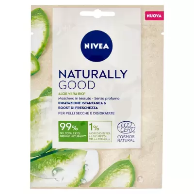 Nivea Mască în foaie de Aloe Vera organică Naturally Good pentru piele uscată și deshidratată Bax 15 buc