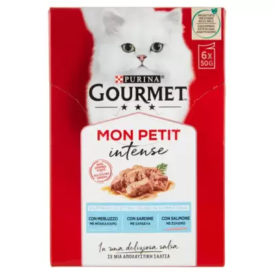 Purina One Mon Petit Cat Creations cu peste (Cod, Somon, Sardine) 6x50 g Bax 8 buc.