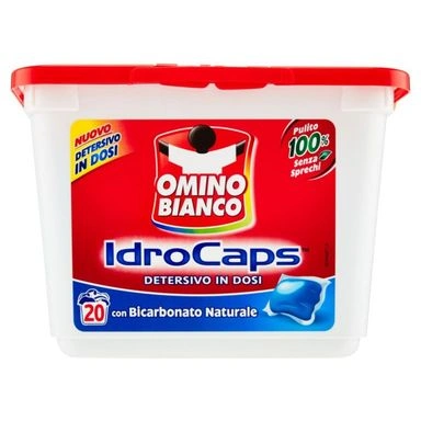 Omino bianco detergent, capsule lichide&bicarbonat, 20capsule/cutie, bax 6 buc. 