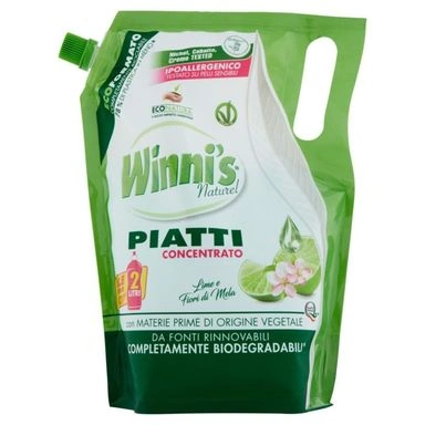 Winni's Rezerva Detergent Vase Lichid Concentrat, Lime&Flori de Mar, 1L, Bax 8 buc. 