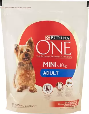 Purina One My Dog Is Adult cu carne de Vita si Orez 800 g Bax 8 buc.