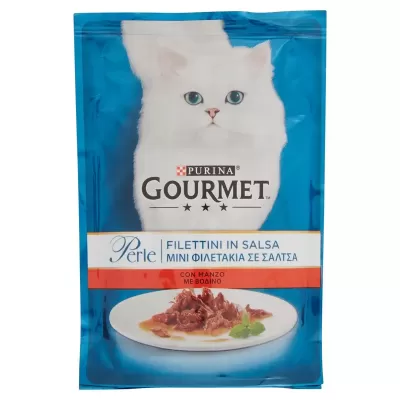 Gourmet Perle Fileuri de Sos cu Carne de Vita 85 gr Bax 26 buc.
