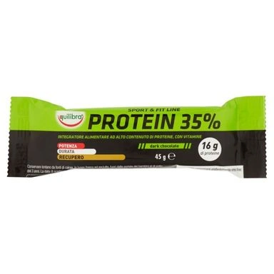  Equilibra Sport & Fit Line Proteine 35% Energie de ciocolata neagra 45 g, Bax 24 buc.