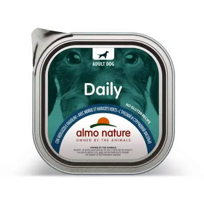Almo Nature Daily Hrana pentru Caini Adulti cu Cod si Fasole Verde 300gr Bax 9 buc.