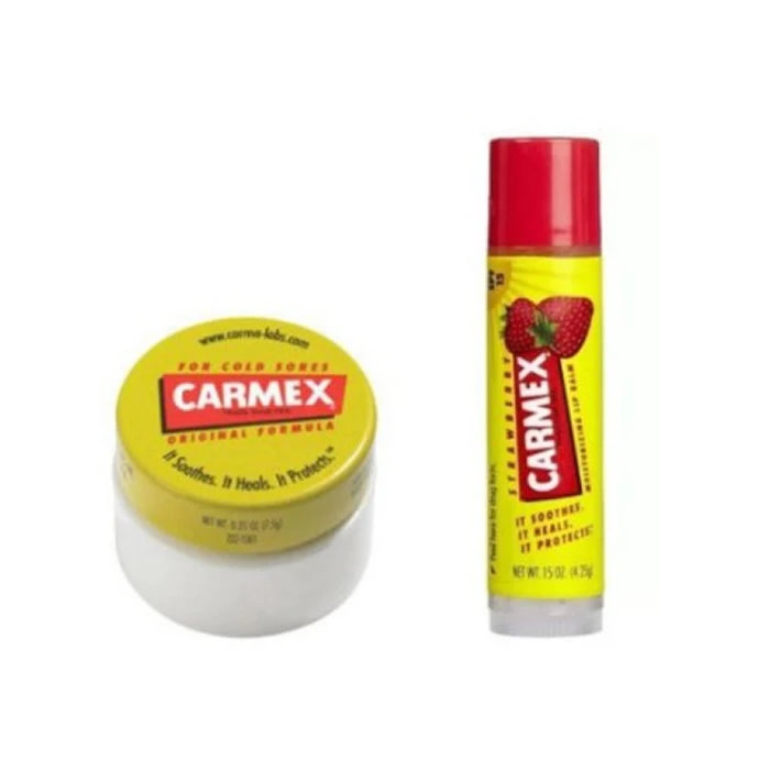 Carmex classic balsamo per le labbra 7,5 g + rossetto alla fragola 4,25g