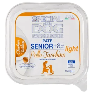 Special Dog Excellence Patè Senior +8 Ani Light Pui si Curcan 150 g Bax 24 buc.